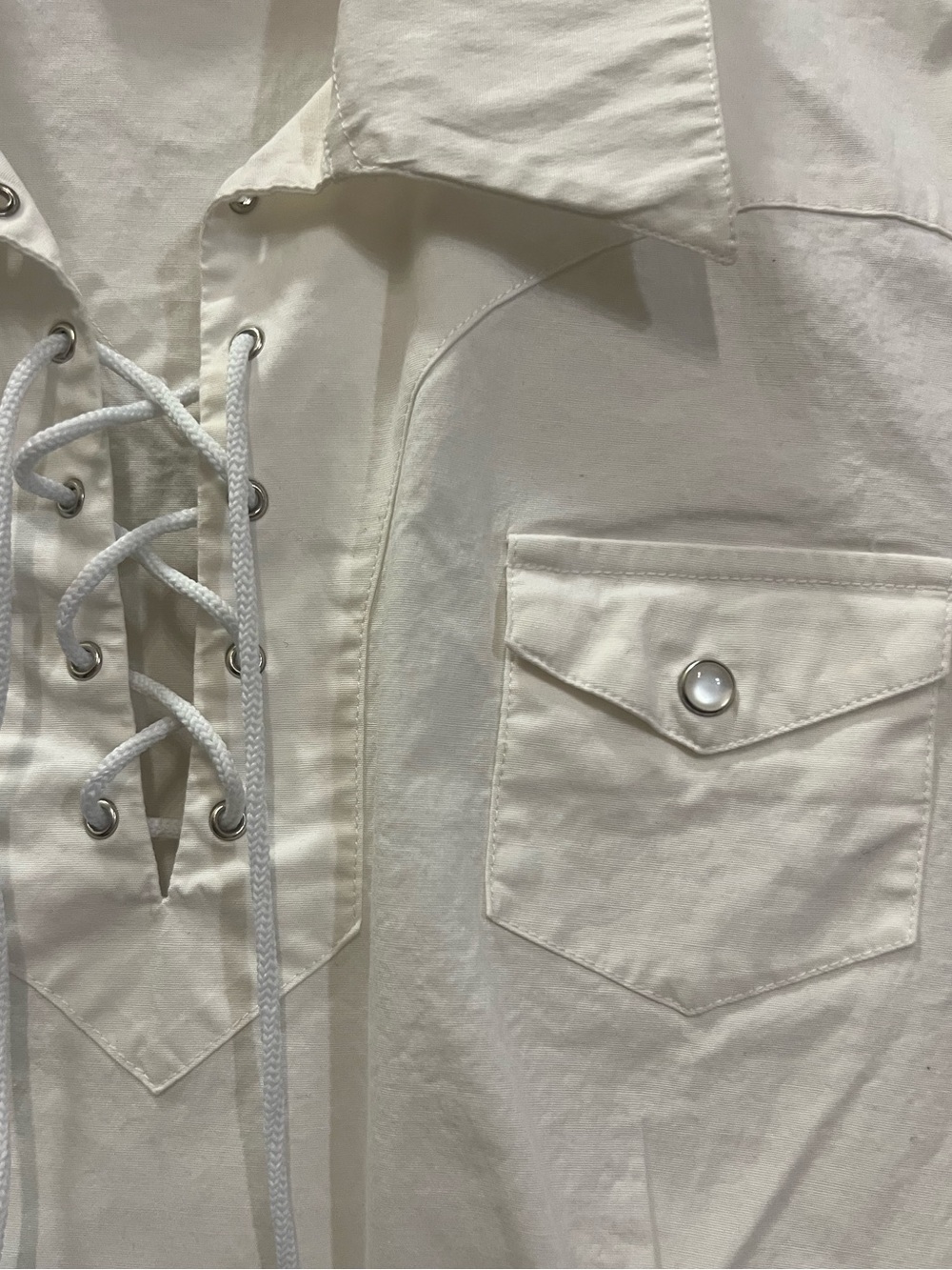 Five Star by Roper White Lace-Up Western Button Cuff Shirt Size Large - Picture 3 of 8